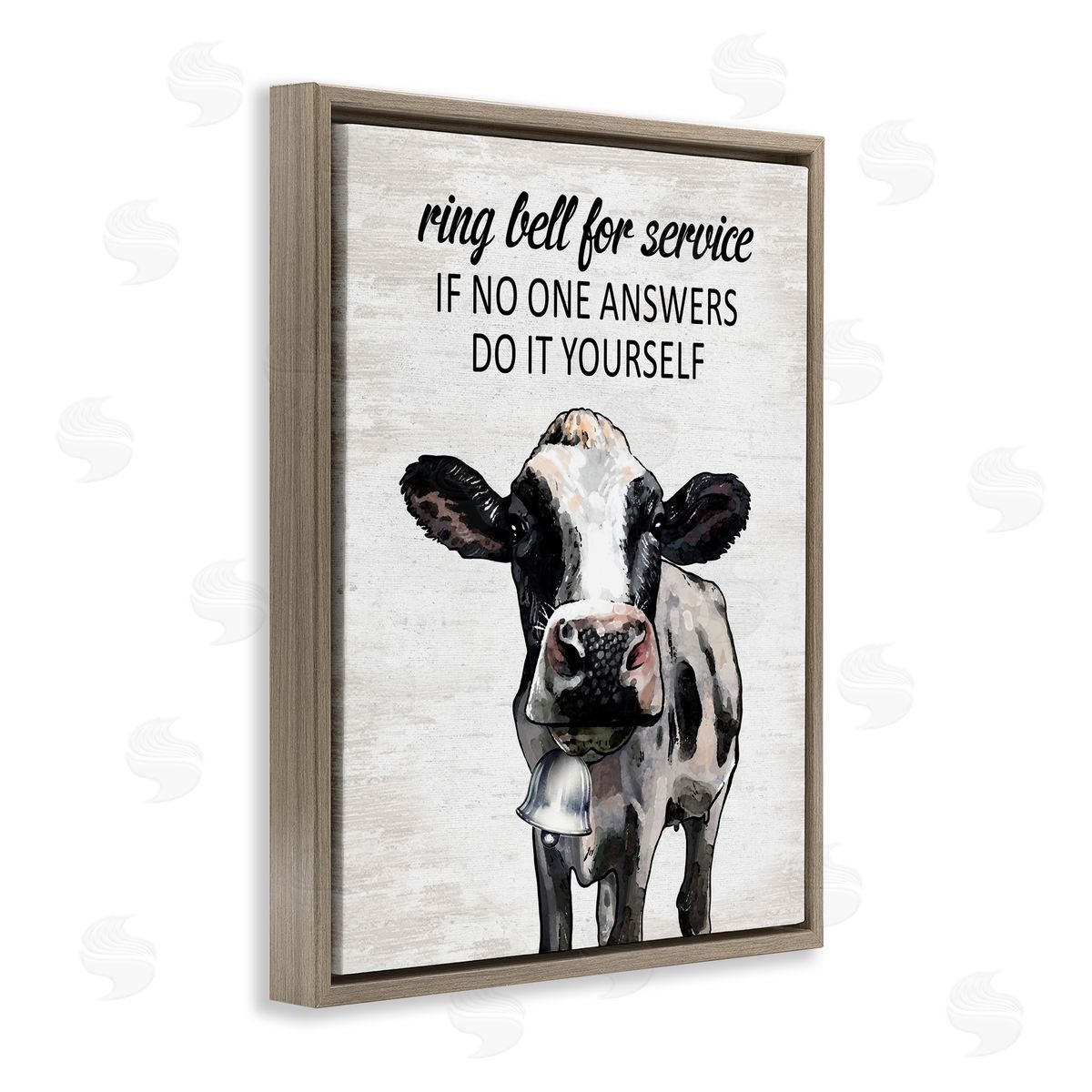 Laundry Service Cow Brown Floating Frame Canvas Wall Art, Home Decor by Lettered and Lined