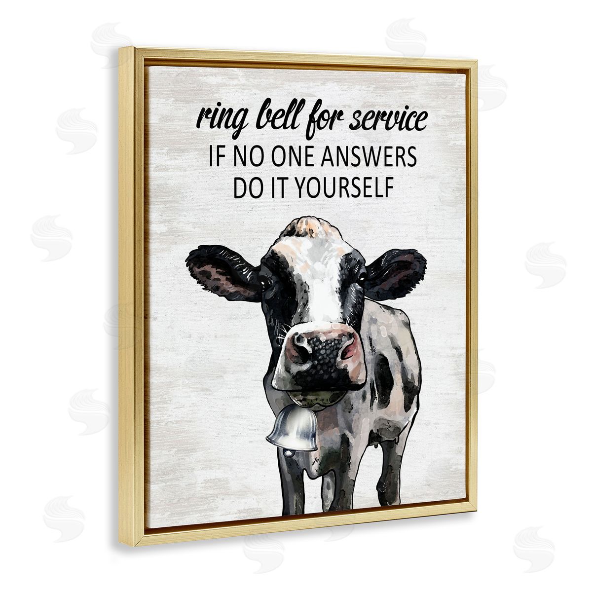 Laundry Service Cow Gold Floating Frame Canvas Wall Art, Home Decor by Lettered and Lined