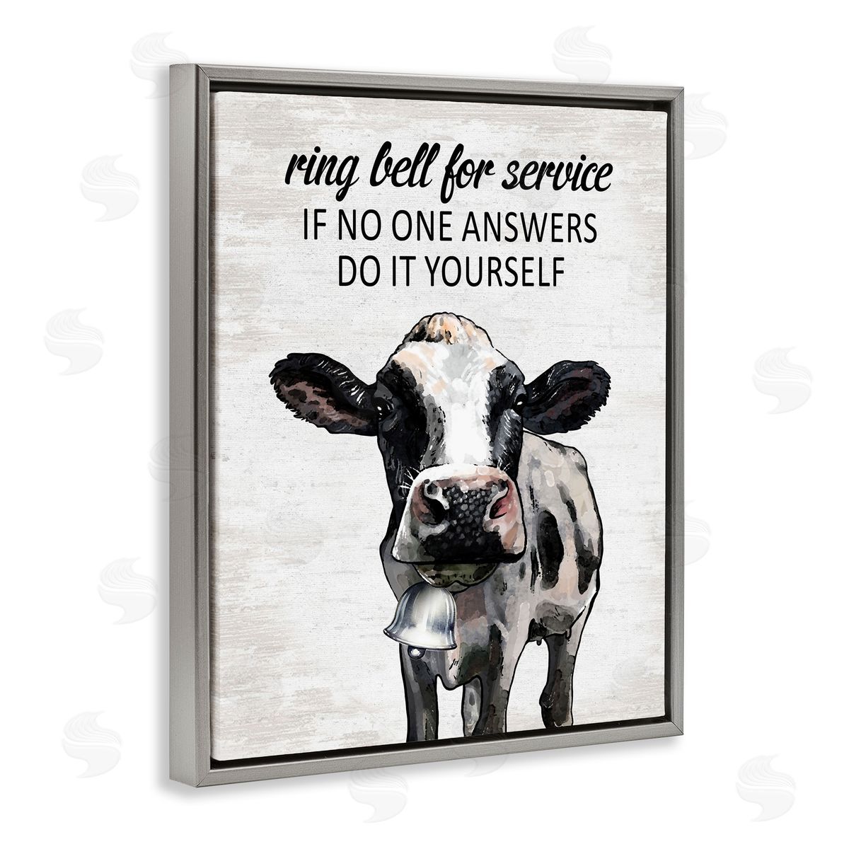 Laundry Service Cow Grey Floating Frame Canvas Wall Art, Home Decor by Lettered and Lined