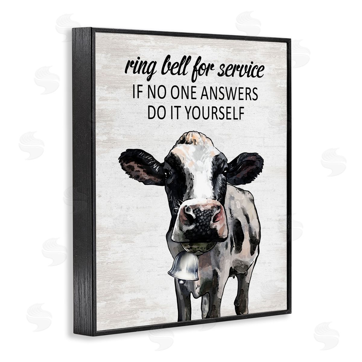 Laundry Service Cow Black Frame Print Wall Art, Home Decor by Lettered and Lined