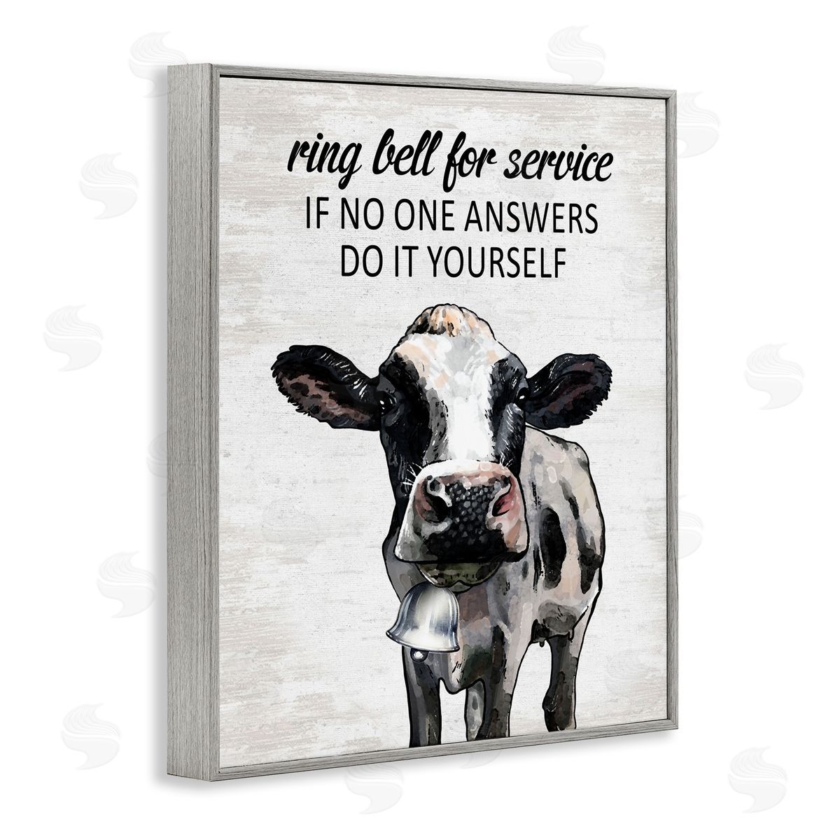 Laundry Service Cow Grey Frame Print Wall Art, Home Decor by Lettered and Lined