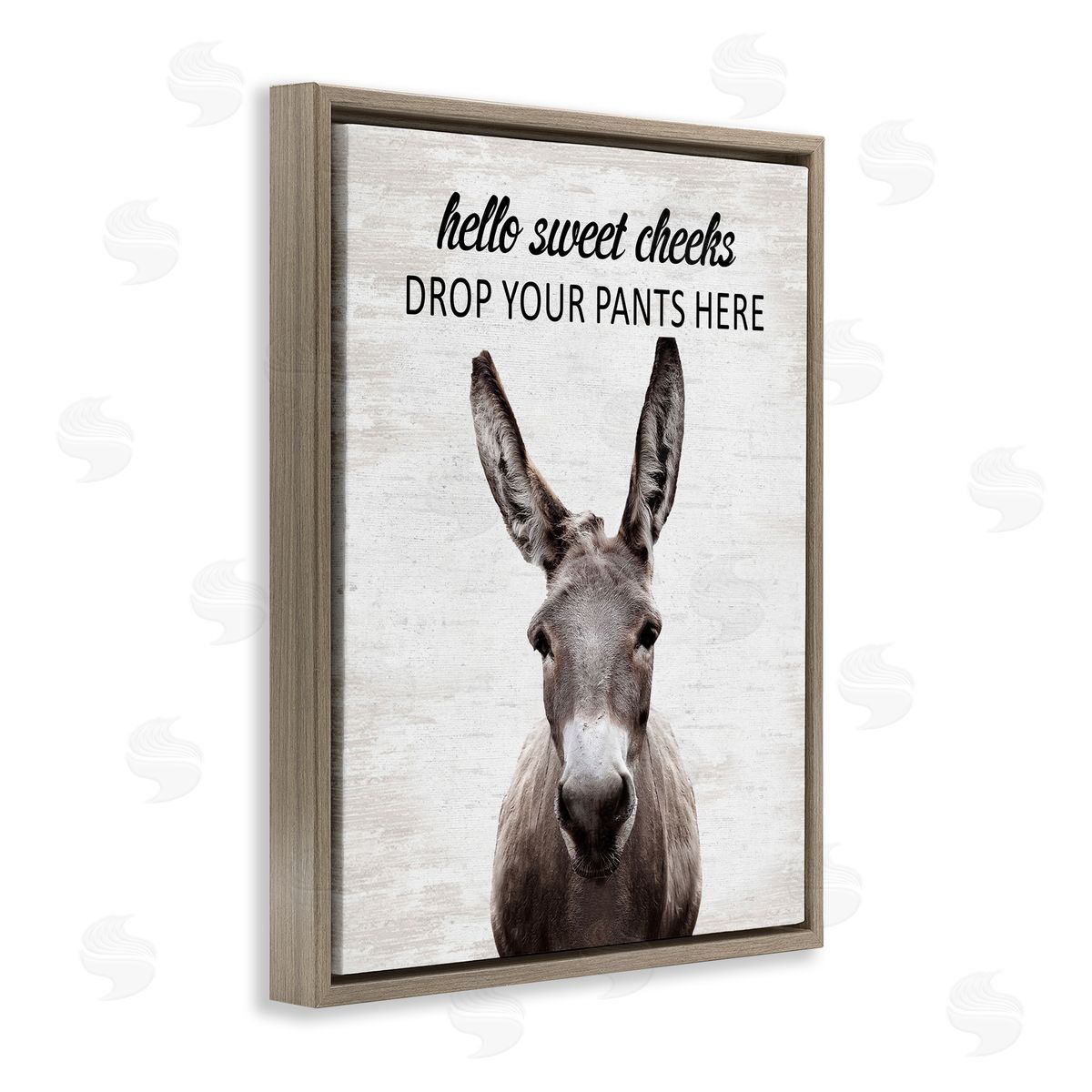 Drop Pants Here Funny Laundry Brown Floating Frame Canvas Wall Art, Home Decor by Lettered and Lined