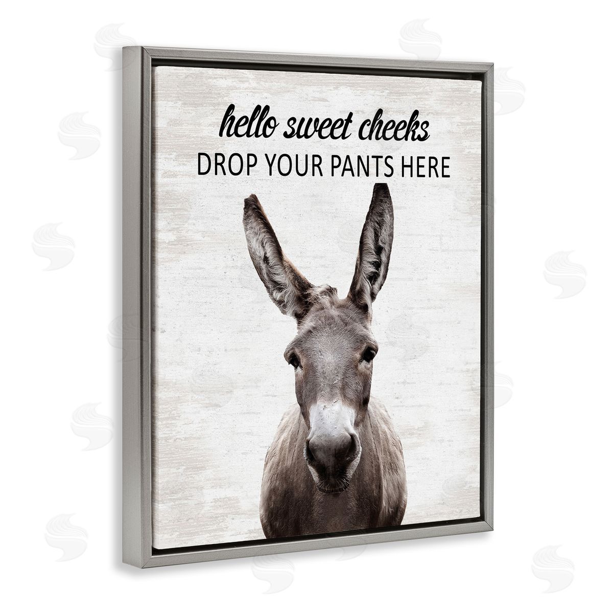 Drop Pants Here Funny Laundry Grey Floating Frame Canvas Wall Art, Home Decor by Lettered and Lined
