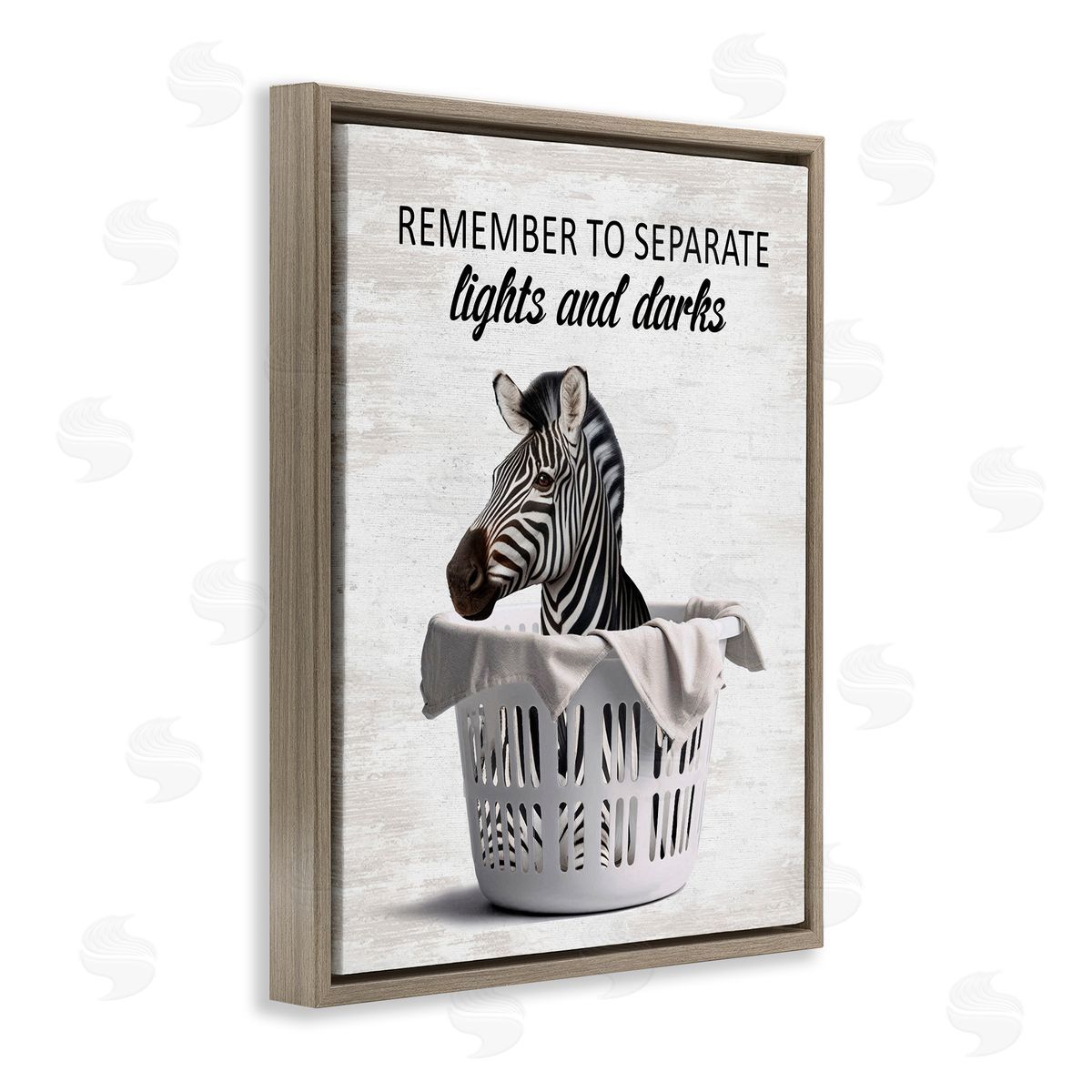 Separate Laundry & Zebra Brown Floating Frame Canvas Wall Art, Home Decor by Lettered and Lined