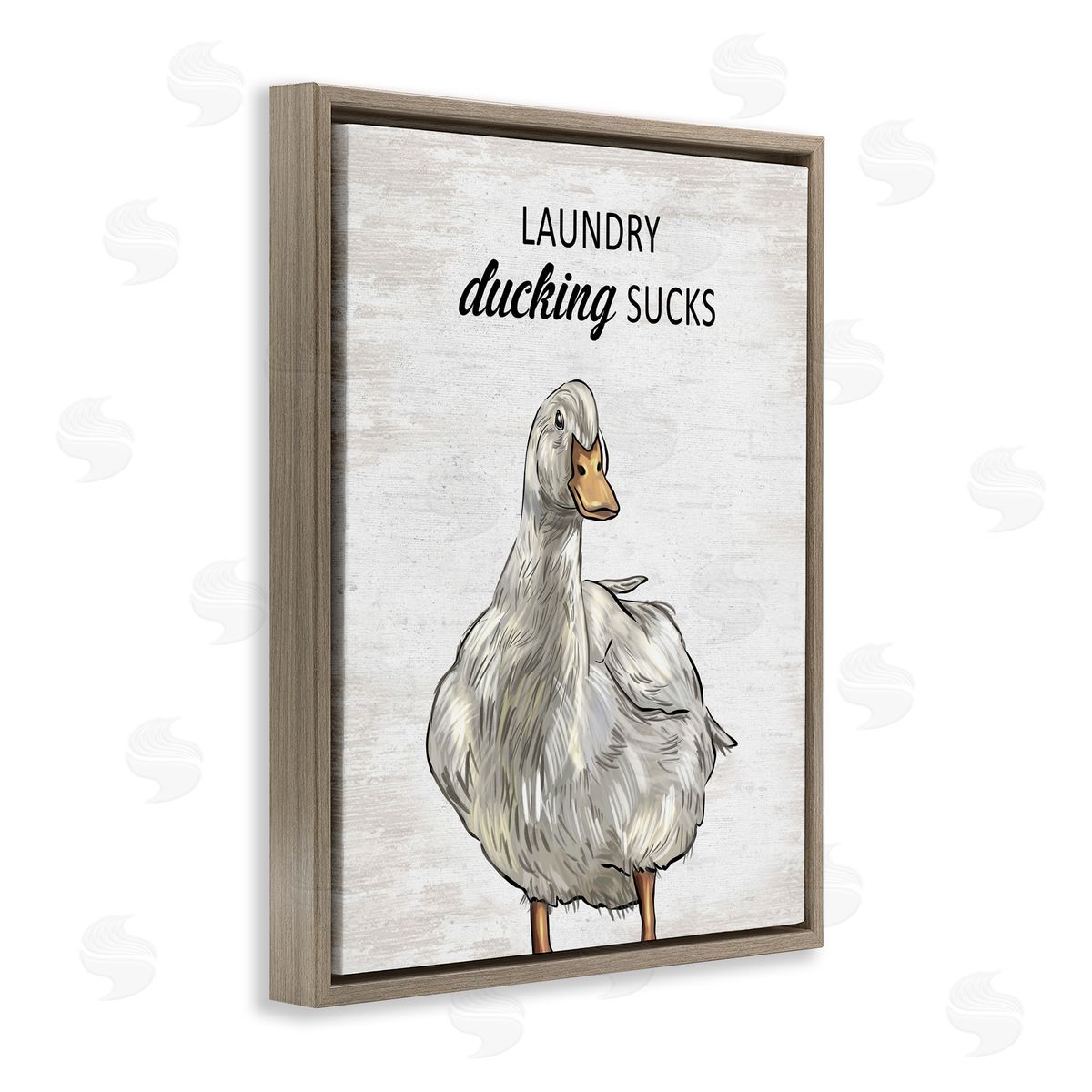 Sassy Laundry Duck Brown Floating Frame Canvas Wall Art, Home Decor by Lettered and Lined