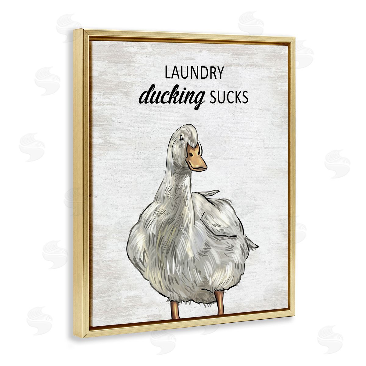 Sassy Laundry Duck Gold Floating Frame Canvas Wall Art, Home Decor by Lettered and Lined