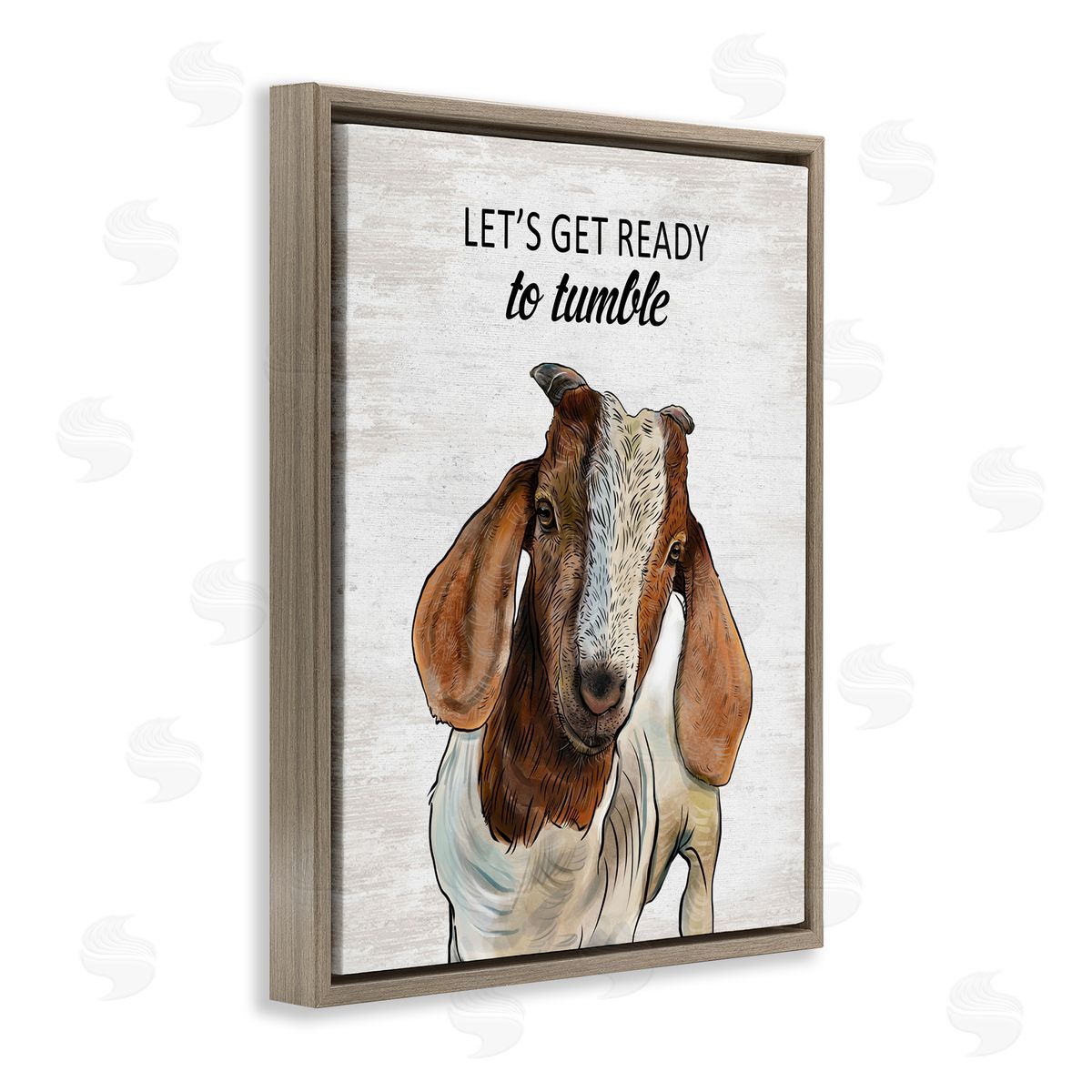 Ready To Tumble Laundry Goat Brown Floating Frame Canvas Wall Art, Home Decor by Lettered and Lined