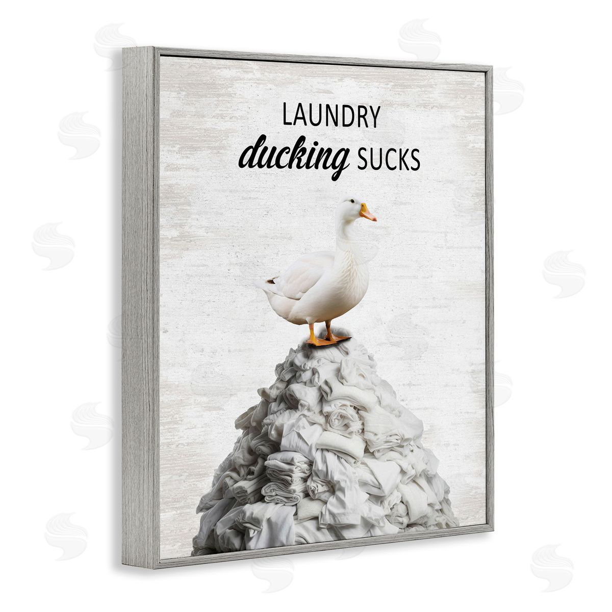 Duck & Laundry Pile Grey Frame Print Wall Art, Home Decor by Lettered and Lined