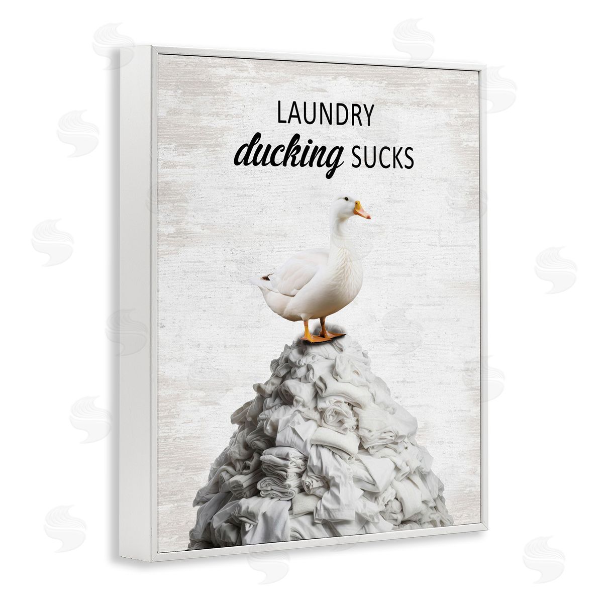 Duck & Laundry Pile White Frame Print Wall Art, Home Decor by Lettered and Lined