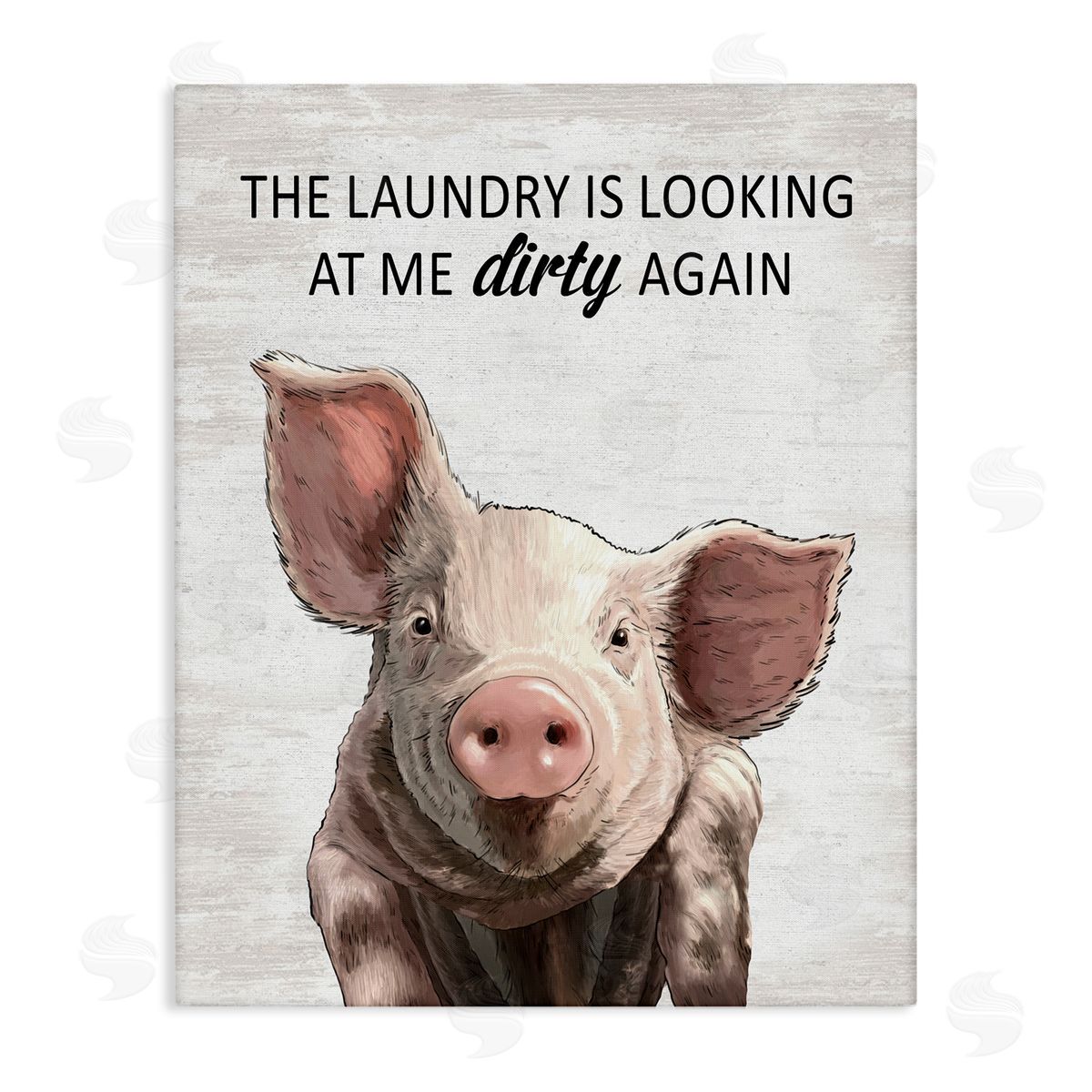 Funny Dirty Laundry Pig Canvas Wall Art, Home Decor by Lettered and Lined