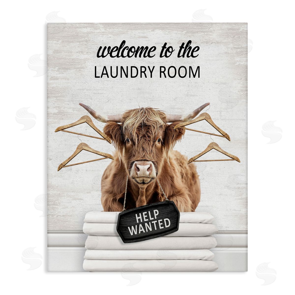 Welcome Laundry Room Cattle Canvas Wall Art, Home Decor by Lettered and Lined