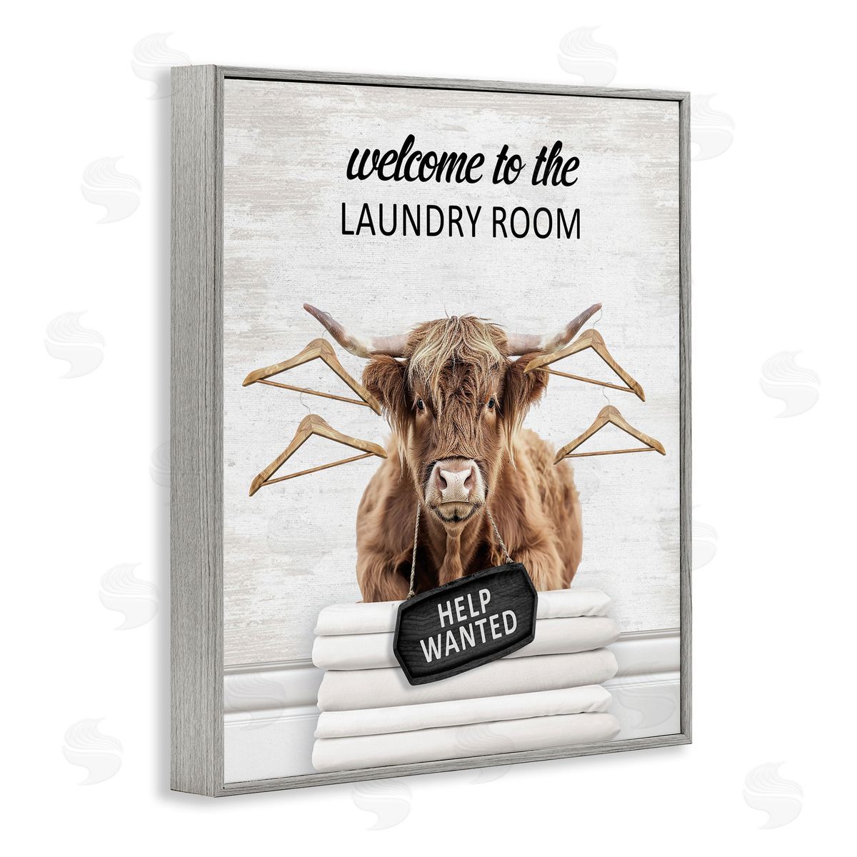 Welcome Laundry Room Cattle Grey Frame Print Wall Art, Home Decor by Lettered and Lined