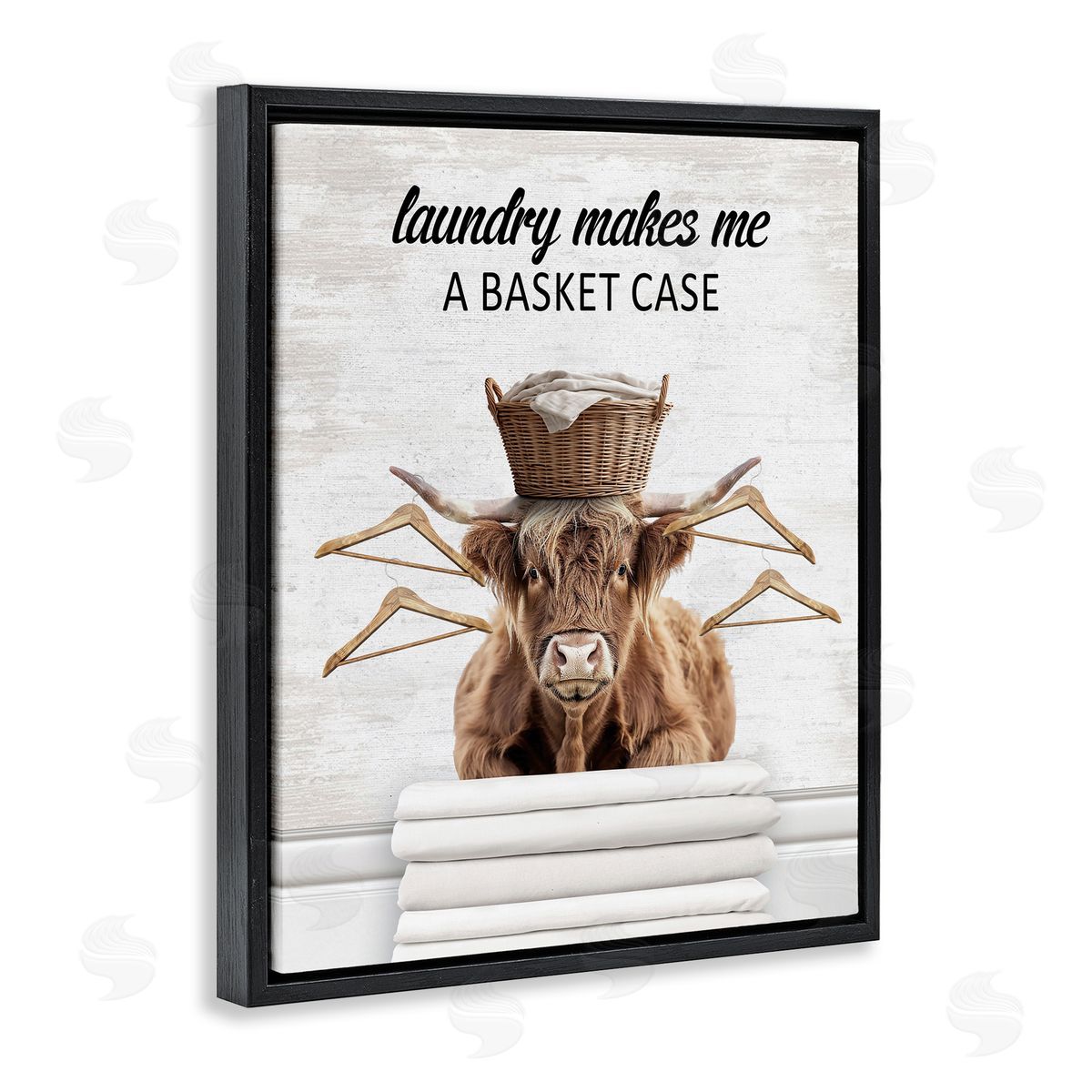 Sassy Basket Case Laundry Black Floating Frame Canvas Wall Art, Home Decor by Lettered and Lined
