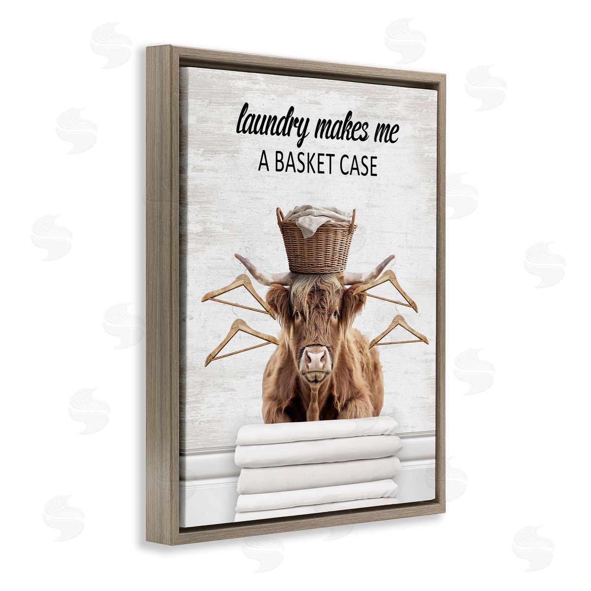 Sassy Basket Case Laundry Brown Floating Frame Canvas Wall Art, Home Decor by Lettered and Lined