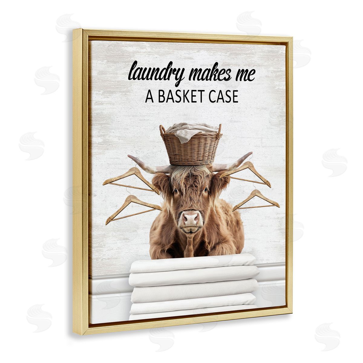 Sassy Basket Case Laundry Gold Floating Frame Canvas Wall Art, Home Decor by Lettered and Lined