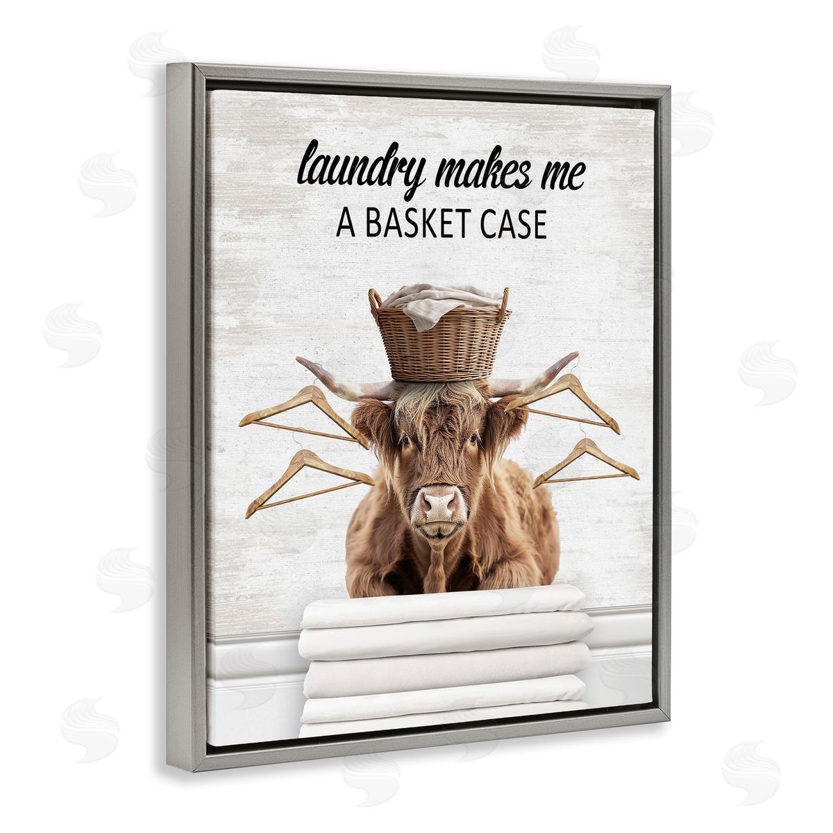 Sassy Basket Case Laundry Grey Floating Frame Canvas Wall Art, Home Decor by Lettered and Lined