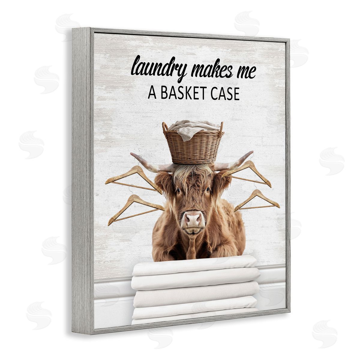 Sassy Basket Case Laundry Grey Frame Print Wall Art, Home Decor by Lettered and Lined