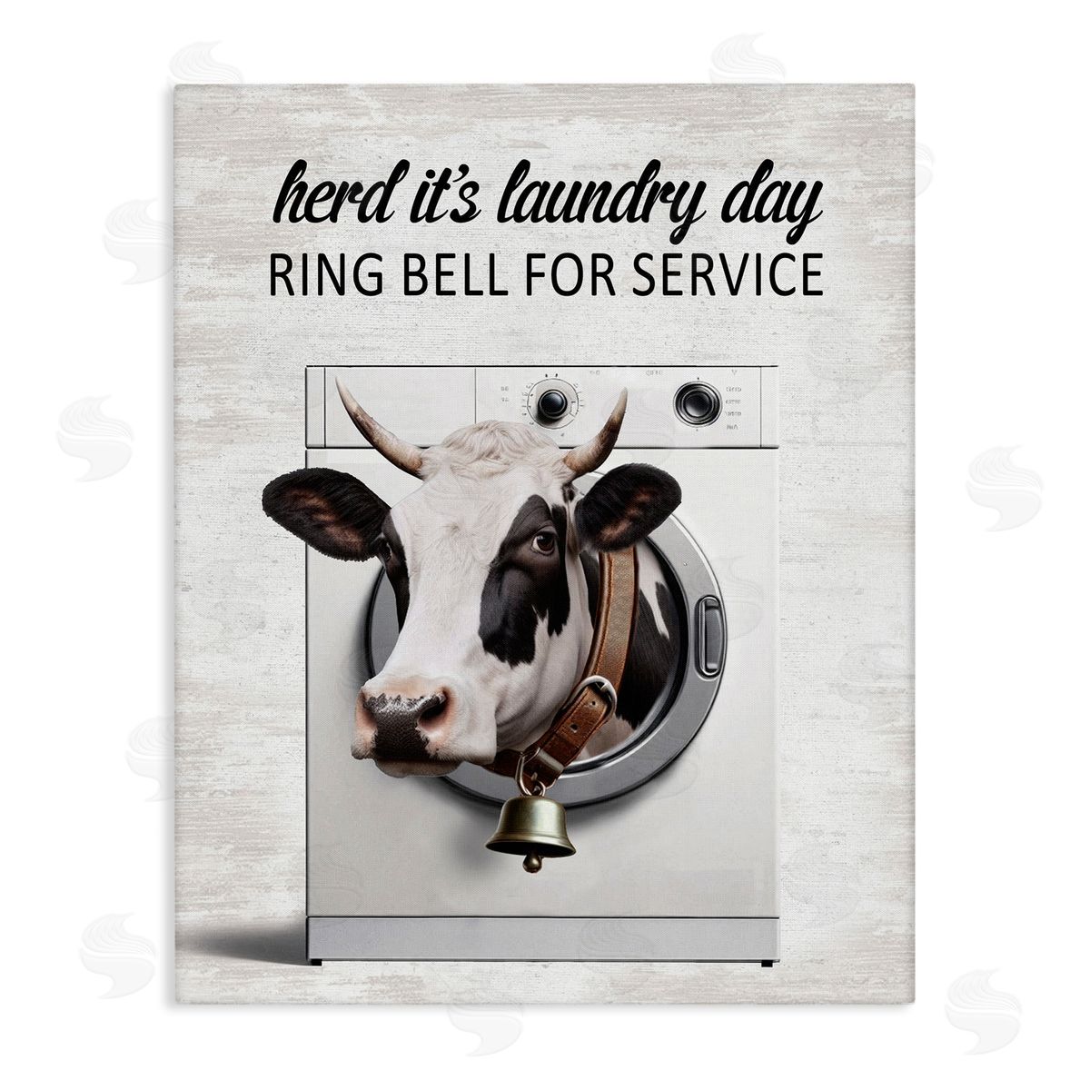 Ring Bell Laundry Service Cow Canvas Wall Art, Home Decor by Lettered and Lined