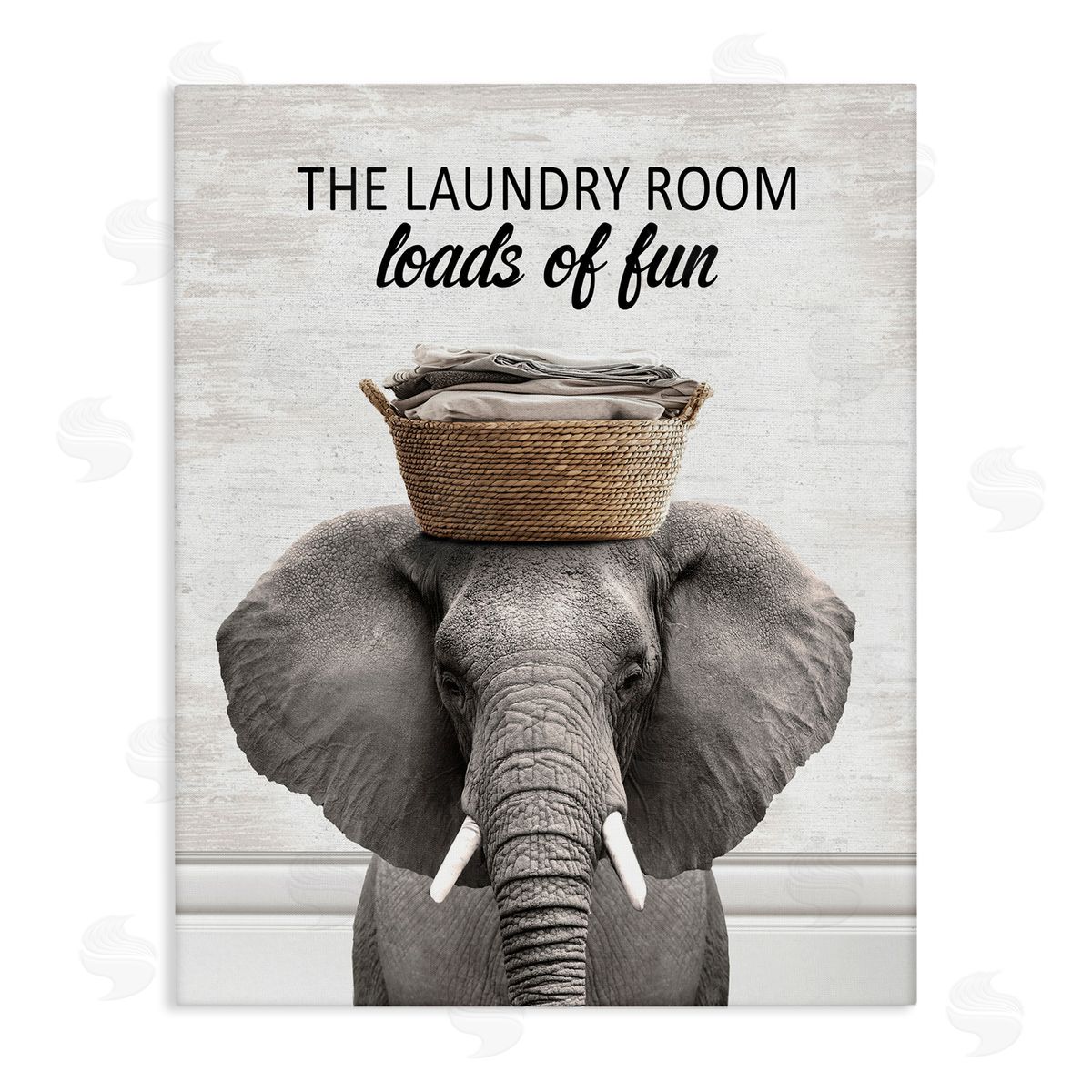 Loads Of Fun Laundry Elephant Canvas Wall Art, Home Decor by Lettered and Lined