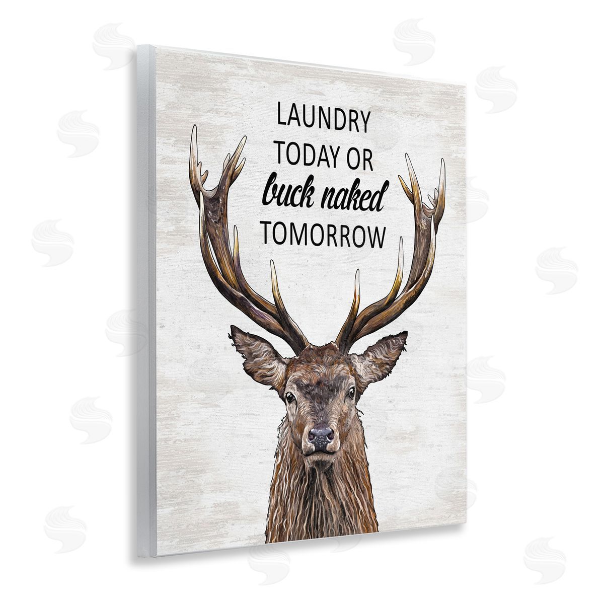 Buck Naked Tomorrow Funny Laundry Wood Plaque Wall Art, Home Decor by Lettered and Lined