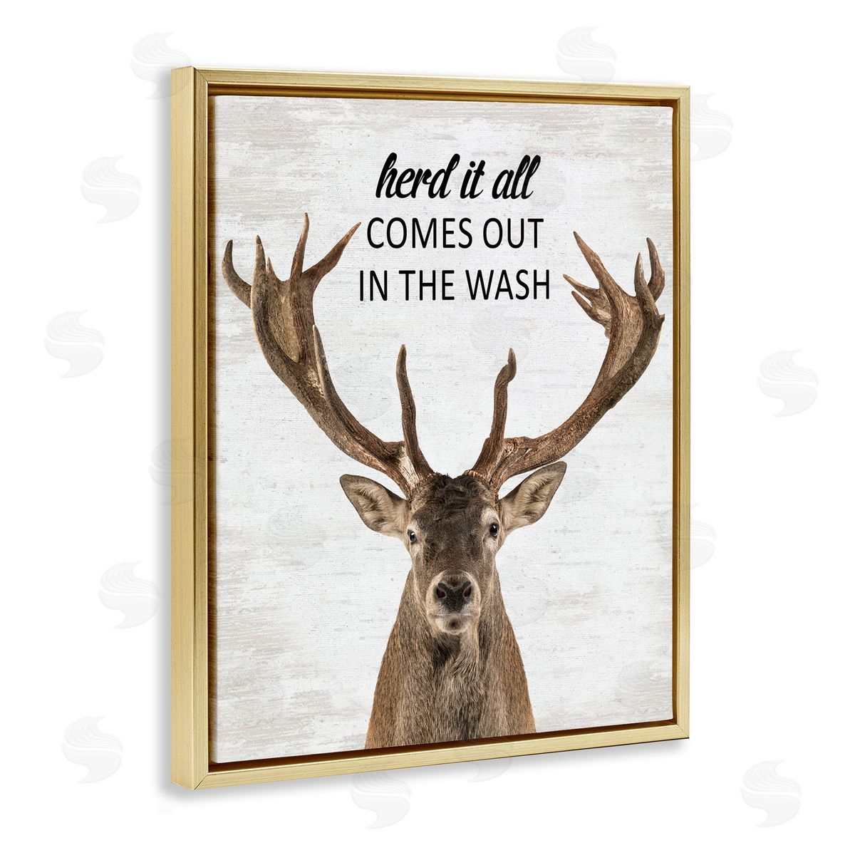 Herd It Comes Out In Wash Gold Floating Frame Canvas Wall Art, Home Decor by Lettered and Lined