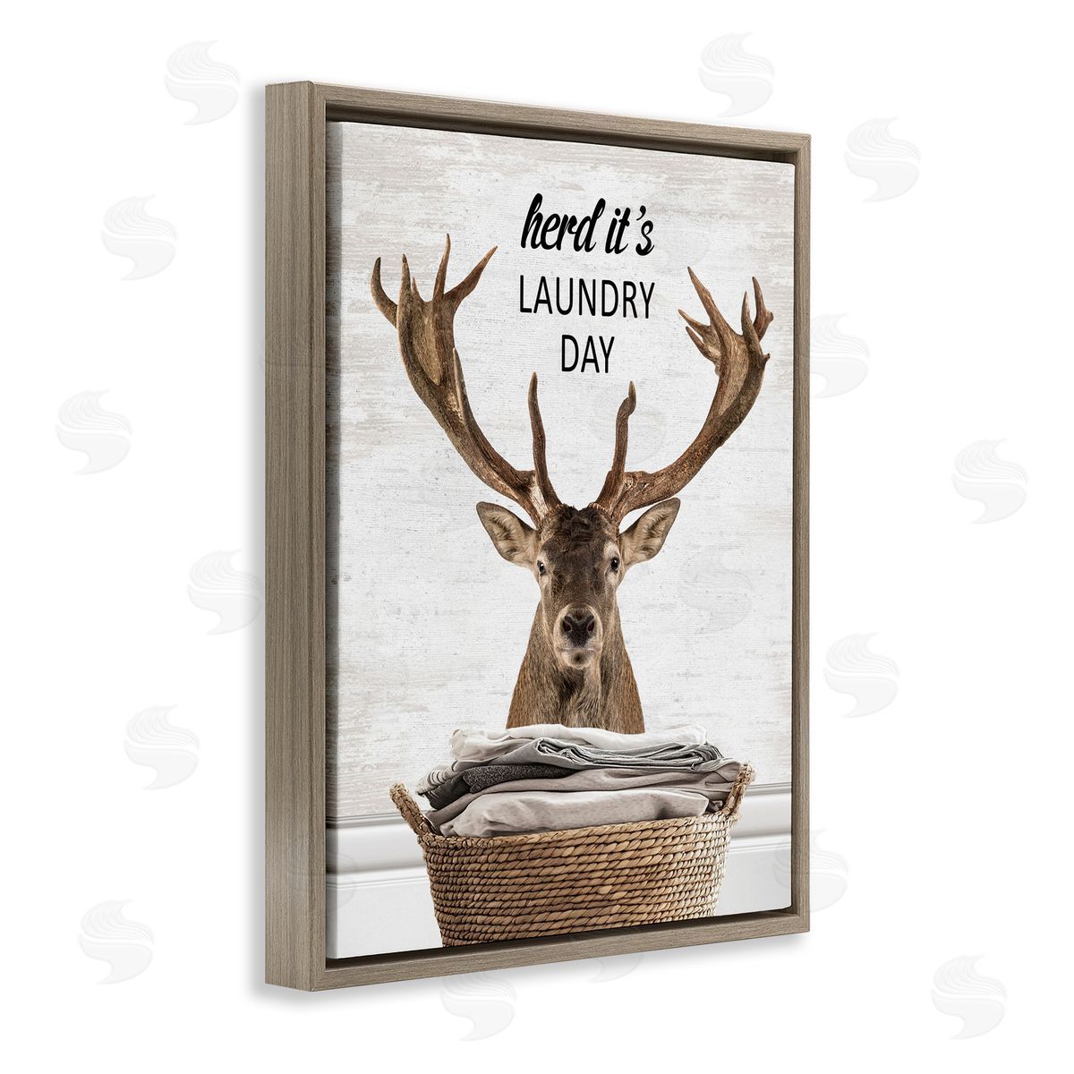 Herd It's Laundry Day Elk Brown Floating Frame Canvas Wall Art, Home Decor by Lettered and Lined