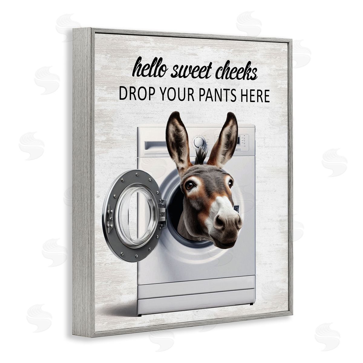 Funny Sweet Cheeks Laundry Grey Frame Print Wall Art, Home Decor by Lettered and Lined