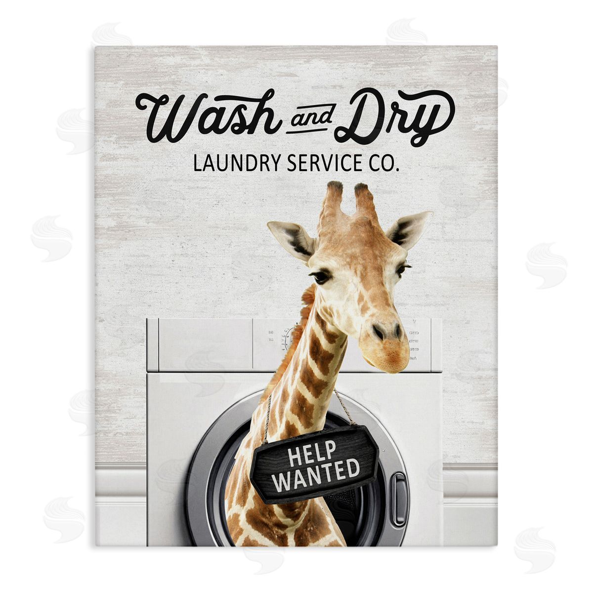 Wash & Dry Laundry Giraffe Canvas Wall Art, Home Decor by Lettered and Lined