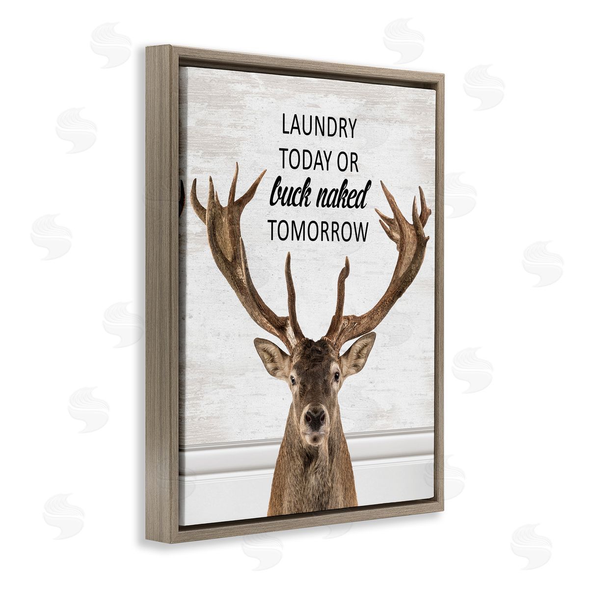 Laundry or Buck Naked Tomorrow Brown Floating Frame Canvas Wall Art, Home Decor by Lettered and Lined