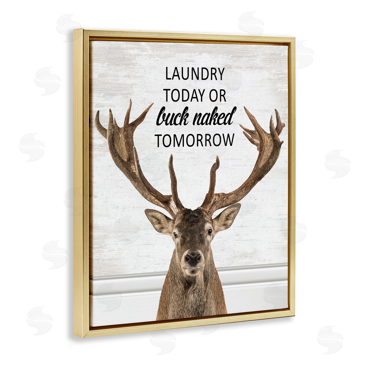 Laundry or Buck Naked Tomorrow Gold Floating Frame Canvas Wall Art, Home Decor by Lettered and Lined