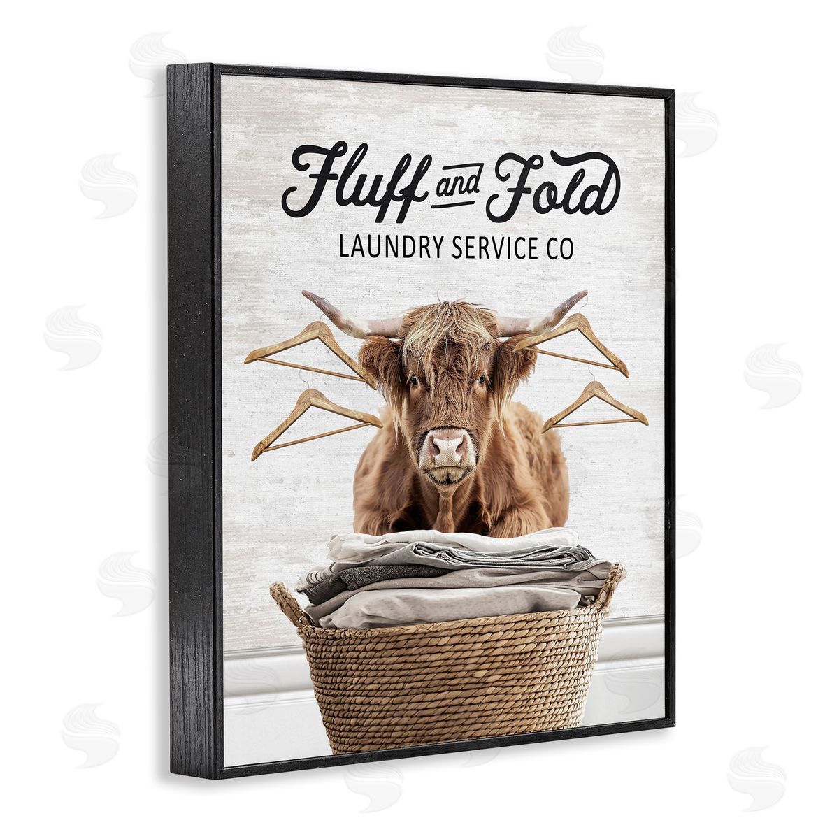 Vintage Fluff & Fold Cattle Black Frame Print Wall Art, Home Decor by Lettered and Lined