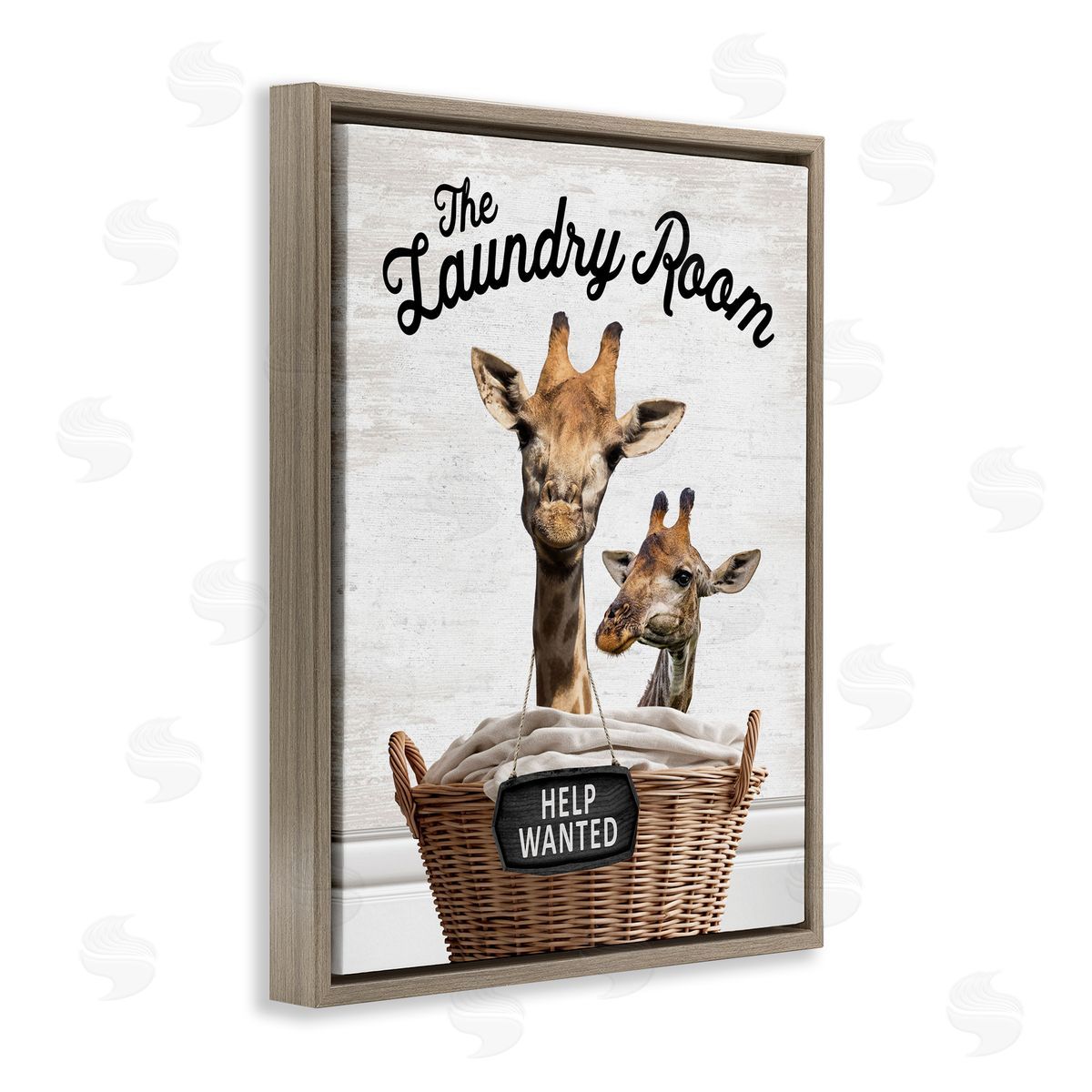 Help Wanted Laundry Room Giraffes Brown Floating Frame Canvas Wall Art, Home Decor by Lettered and Lined