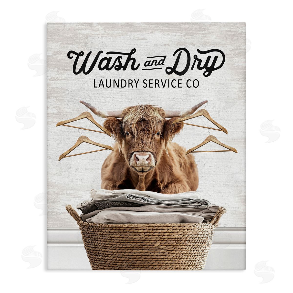 Wash & Dry Classic Cattle Canvas Wall Art, Home Decor by Lettered and Lined