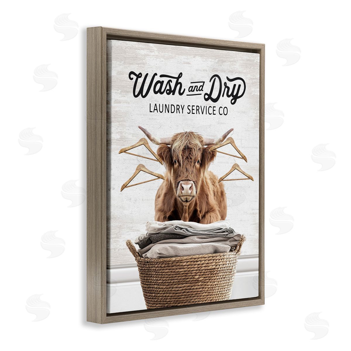 Wash & Dry Classic Cattle Brown Floating Frame Canvas Wall Art, Home Decor by Lettered and Lined