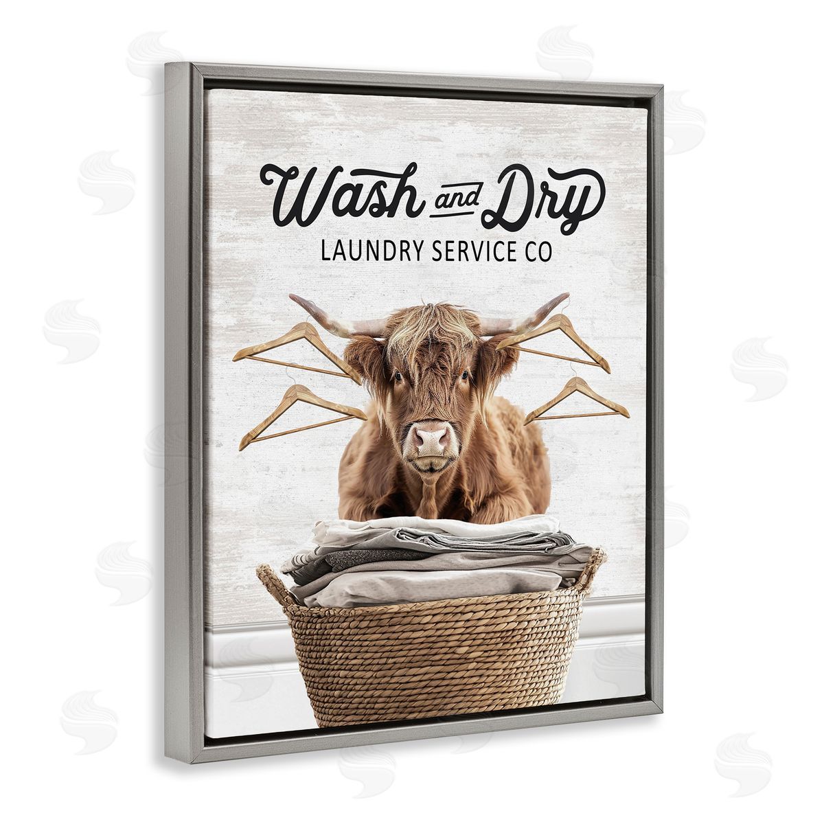 Wash & Dry Classic Cattle Grey Floating Frame Canvas Wall Art, Home Decor by Lettered and Lined