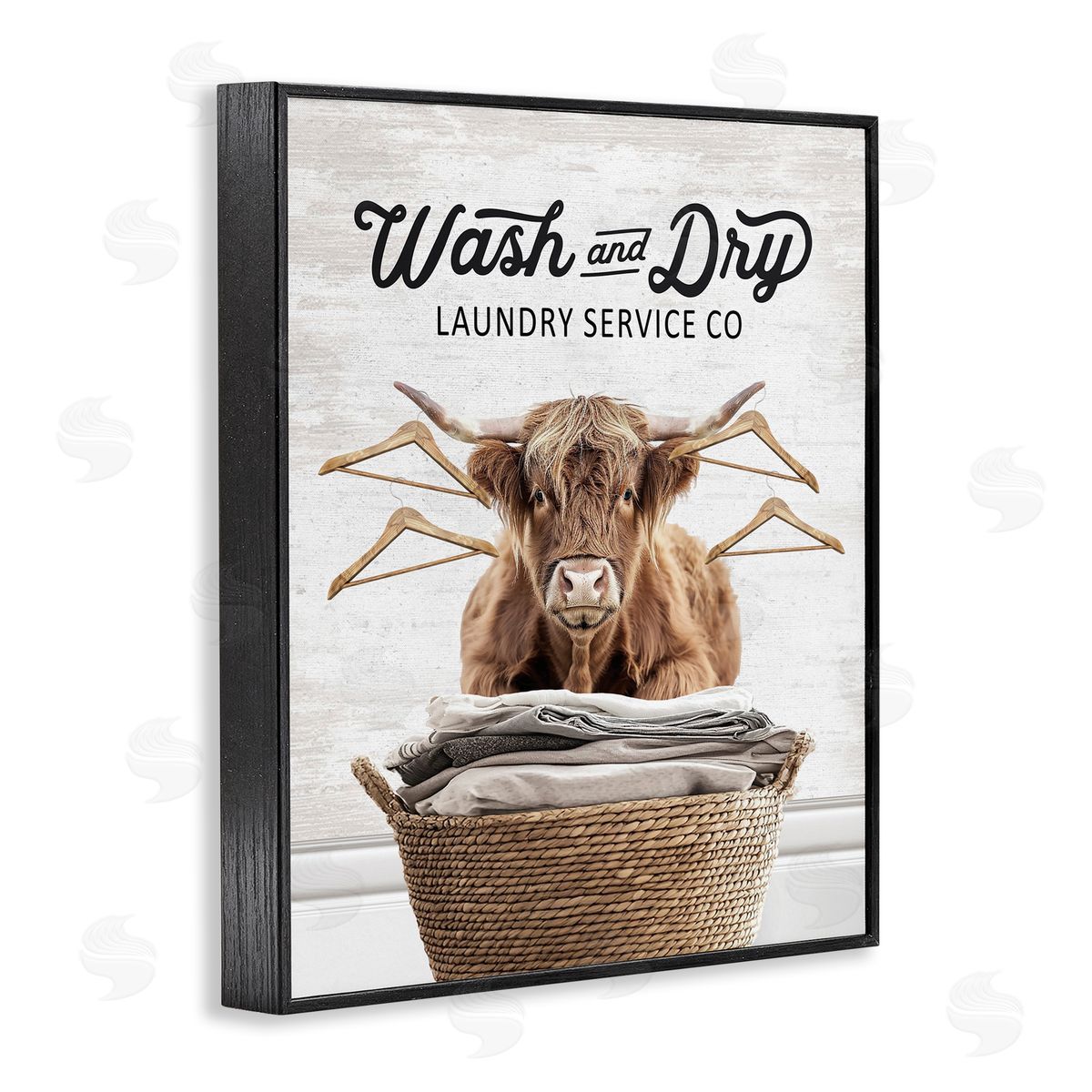 Wash & Dry Classic Cattle Black Frame Print Wall Art, Home Decor by Lettered and Lined