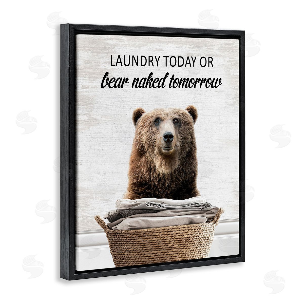 Laundry Or Bear Naked Black Floating Frame Canvas Wall Art, Home Decor by Lettered and Lined