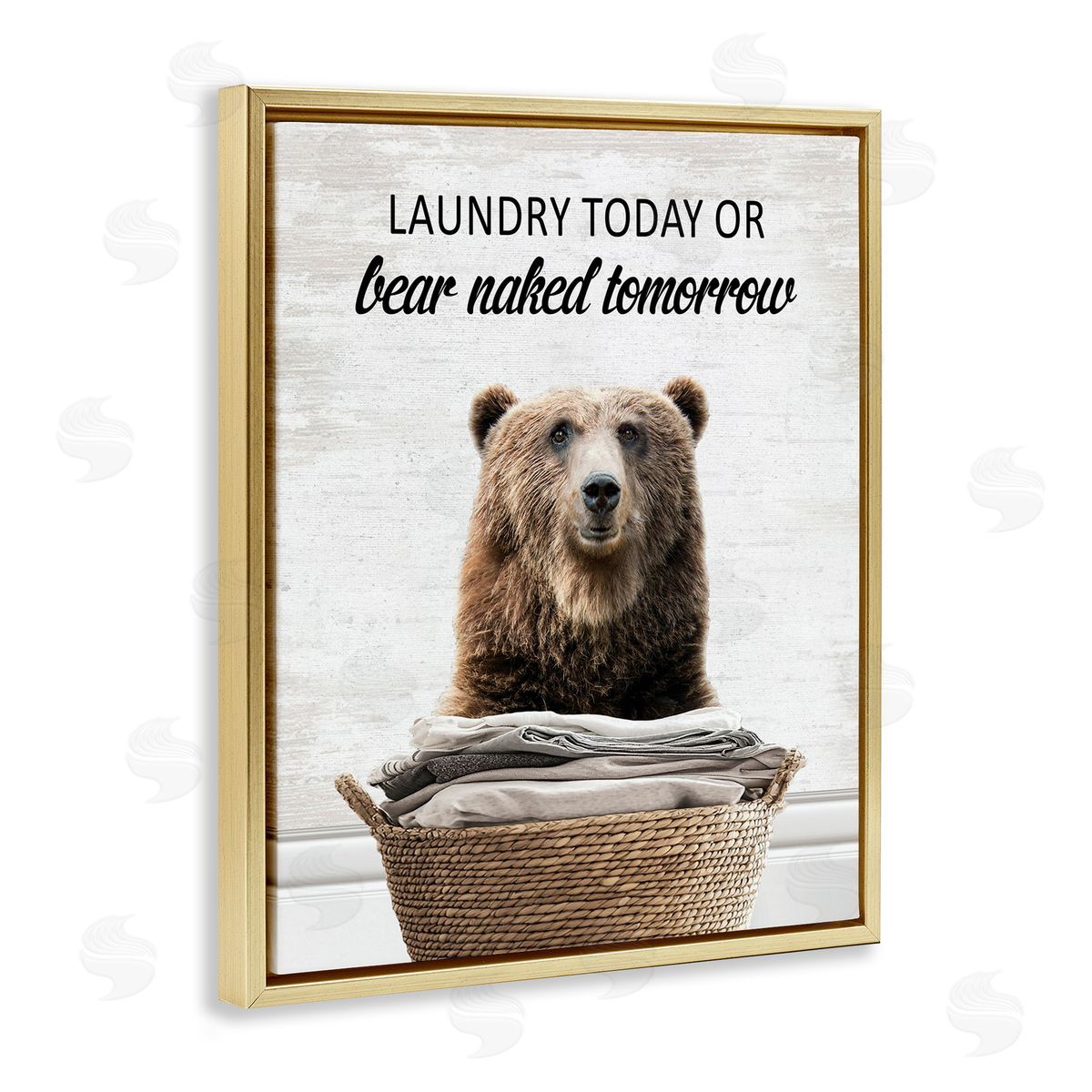 Laundry Or Bear Naked Gold Floating Frame Canvas Wall Art, Home Decor by Lettered and Lined