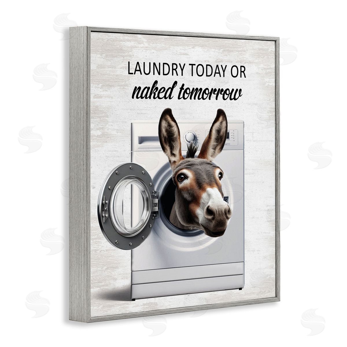 Funny Donkey Washing Machine Grey Frame Print Wall Art, Home Decor by Lettered and Lined