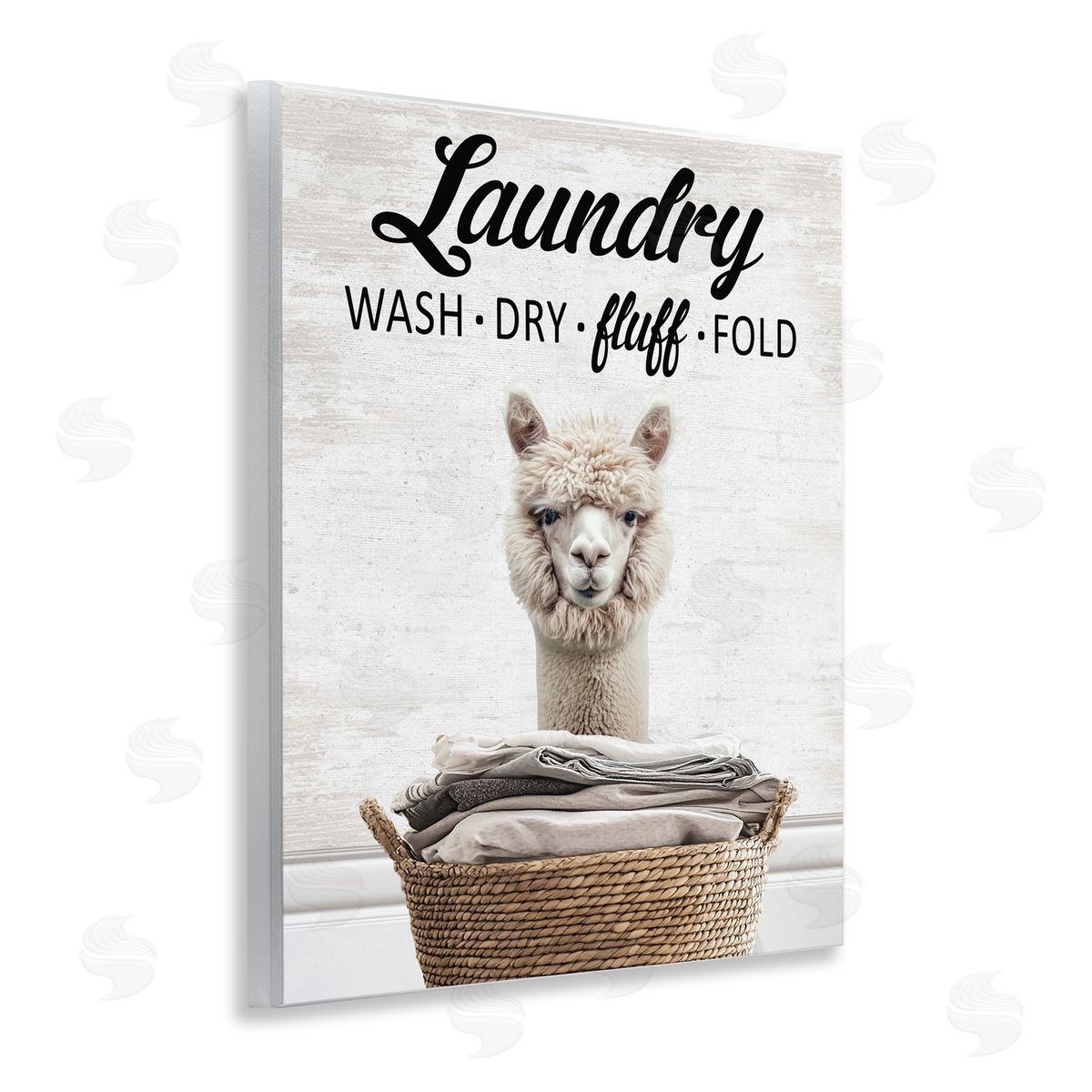Wash Dry Fluff Laundry Alpaca Wood Plaque Wall Art, Home Decor by Lettered and Lined