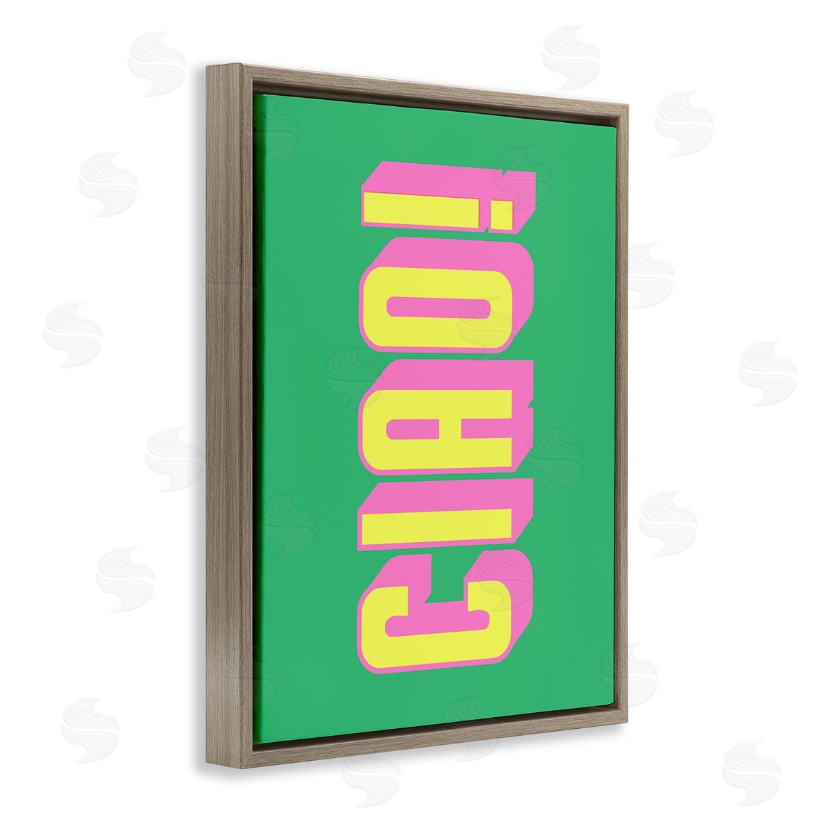 Ciao Bold Lettering Brown Floating Frame Canvas Wall Art, Home Decor by House of Lulu