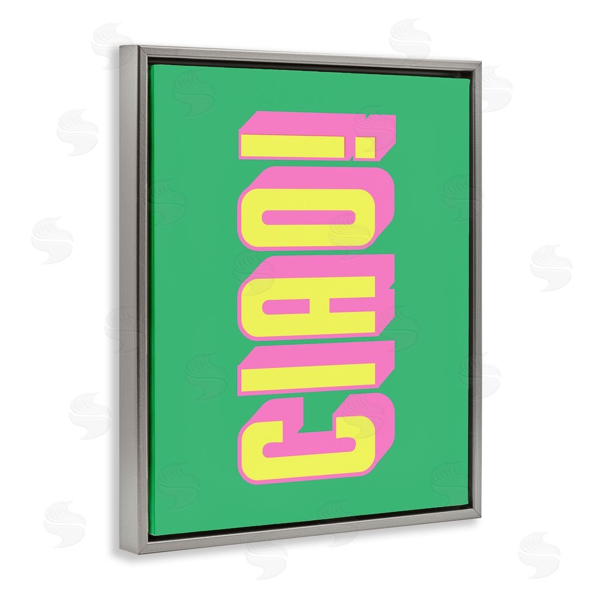 Ciao Bold Lettering Grey Floating Frame Canvas Wall Art, Home Decor by House of Lulu