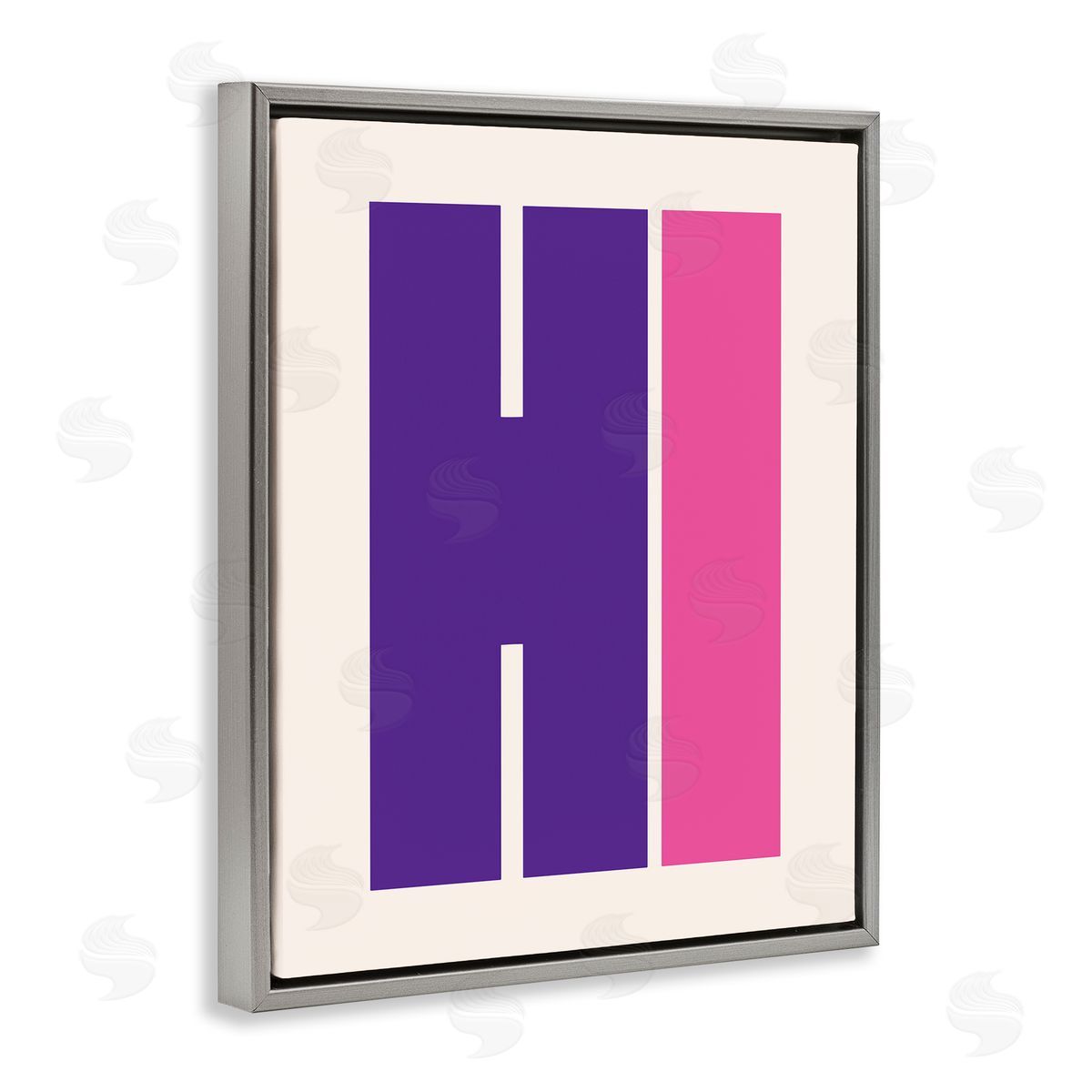 Hi Contemporary Typography Grey Floating Frame Canvas Wall Art, Home Decor by House of Lulu