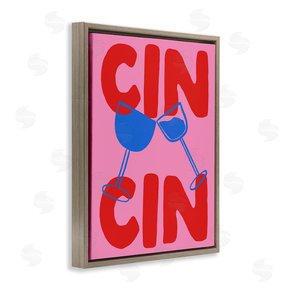 Bold Cin Cin Cheers Brown Floating Frame Canvas Wall Art, Home Decor by House of Lulu