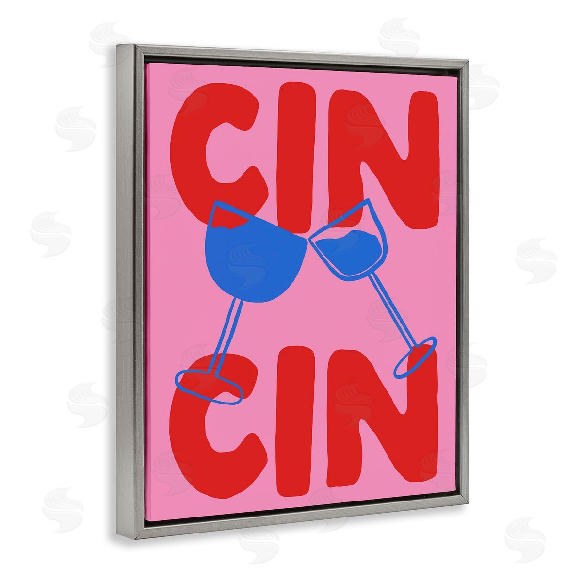 Bold Cin Cin Cheers Grey Floating Frame Canvas Wall Art, Home Decor by House of Lulu