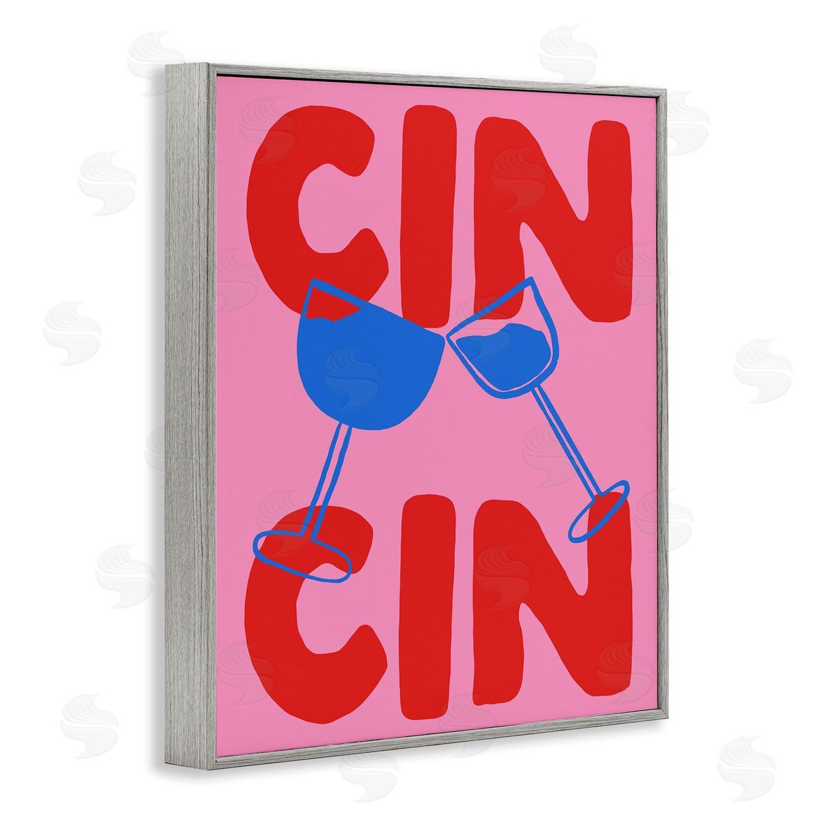 Bold Cin Cin Cheers Grey Frame Print Wall Art, Home Decor by House of Lulu