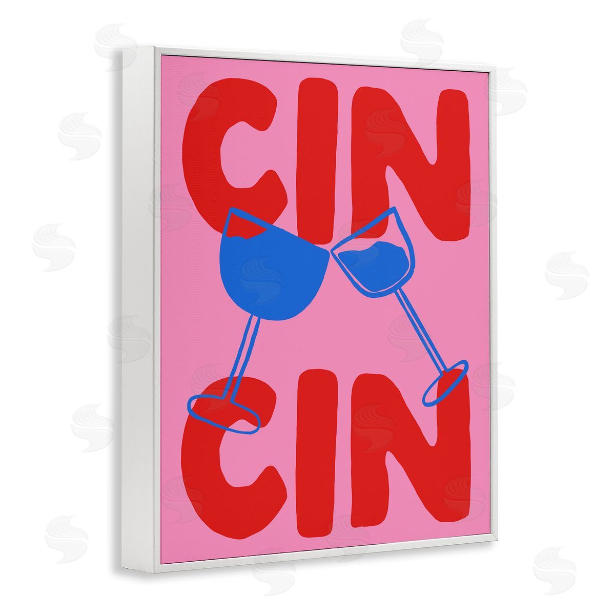 Bold Cin Cin Cheers White Frame Print Wall Art, Home Decor by House of Lulu