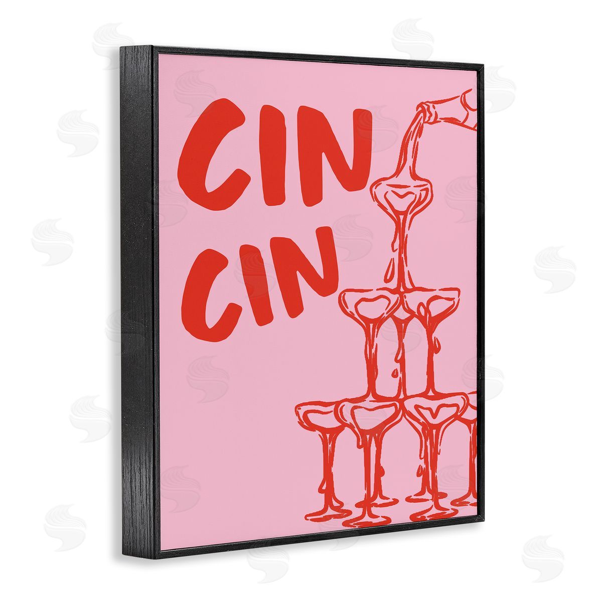 Cin Cin Champagne Tower Black Frame Print Wall Art, Home Decor by House of Lulu