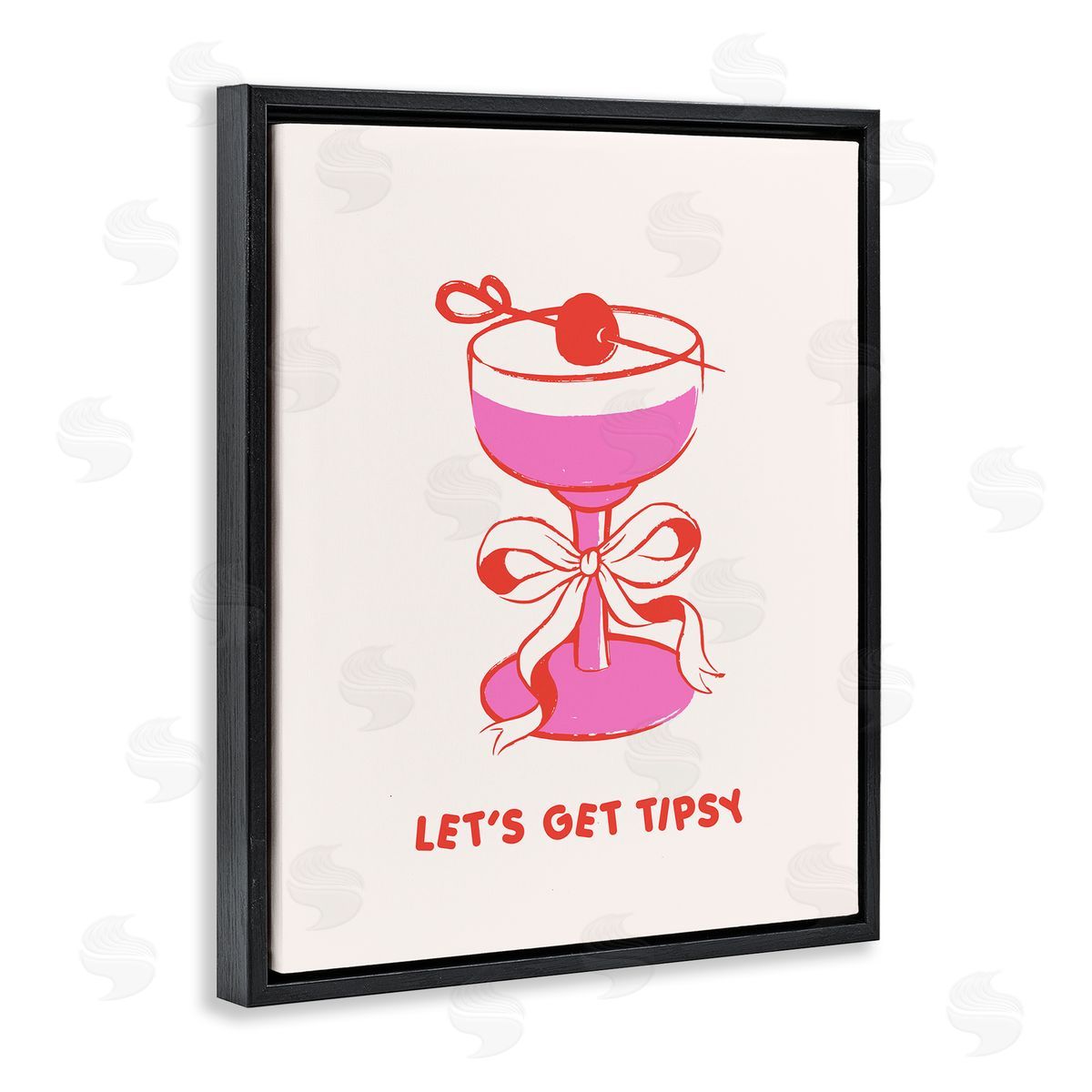 Let's Get Tipsy with Glass Black Floating Frame Canvas Wall Art, Home Decor by House of Lulu
