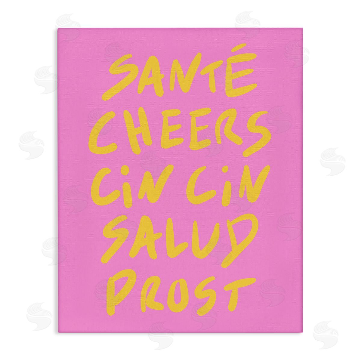 Multilingual Cheers on Pink Canvas Wall Art, Home Decor by House of Lulu